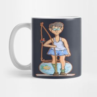 Man fishing in fish tank fish color Mug